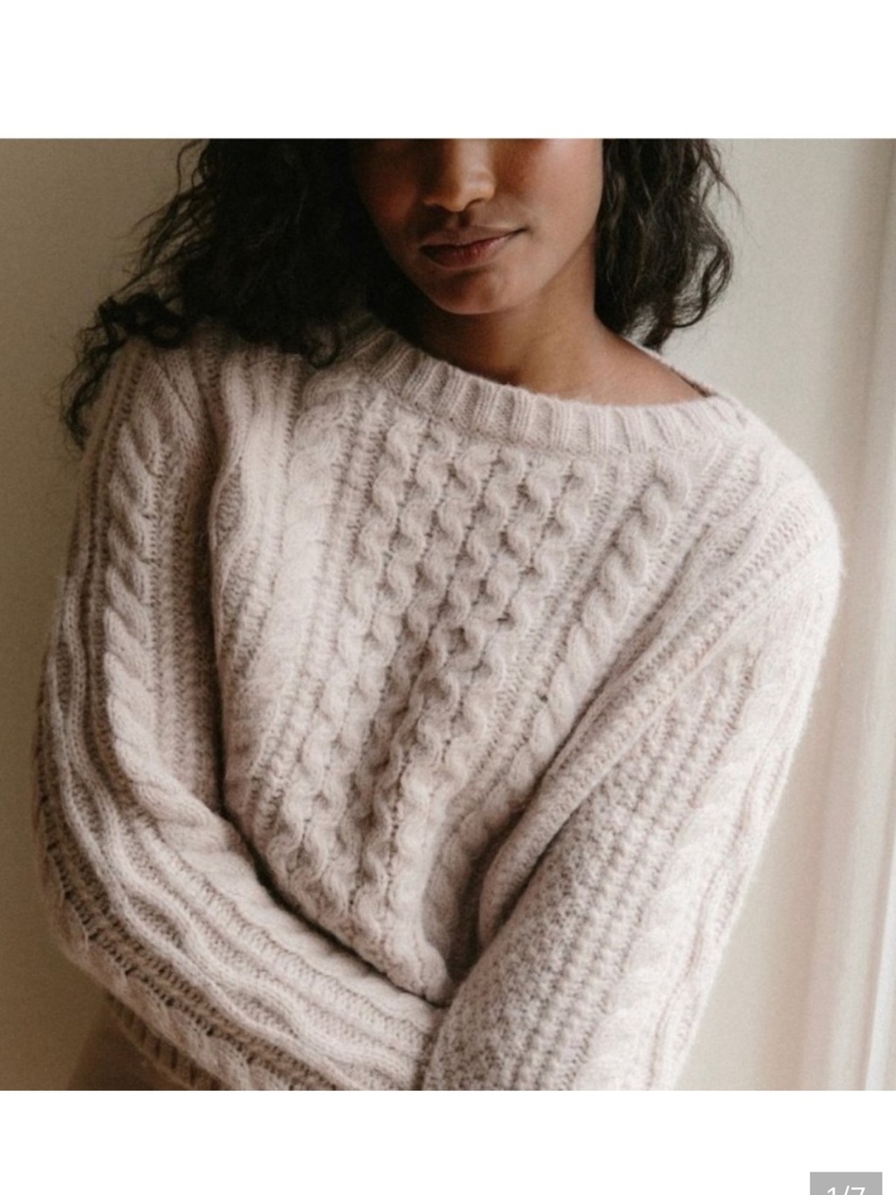 Jenni Kayne Cable Boatneck Sweater in Blush